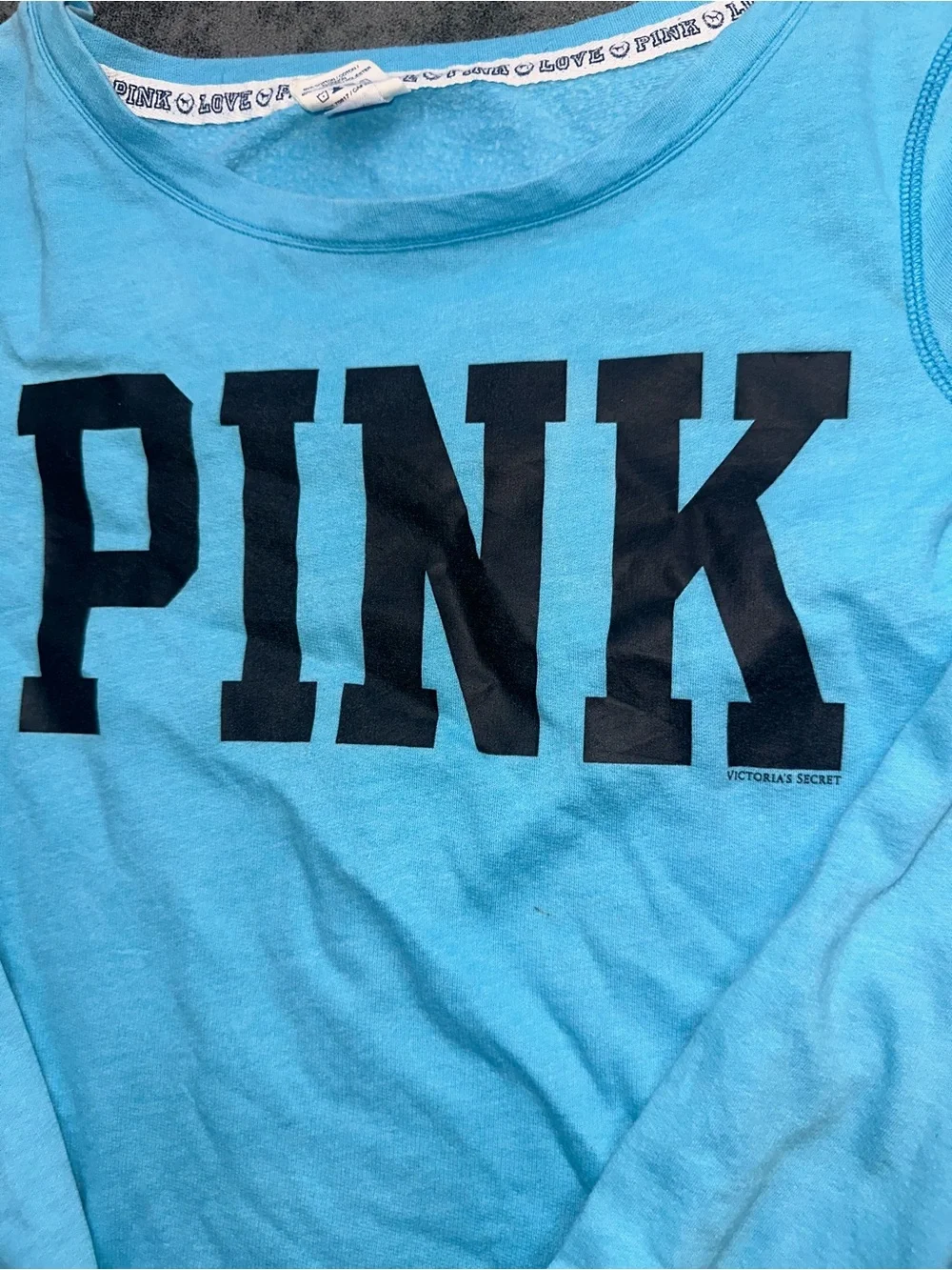 PINK Victoria's Secret Bright Blue Long-Sleeve Logo Tee & leggings (SET)